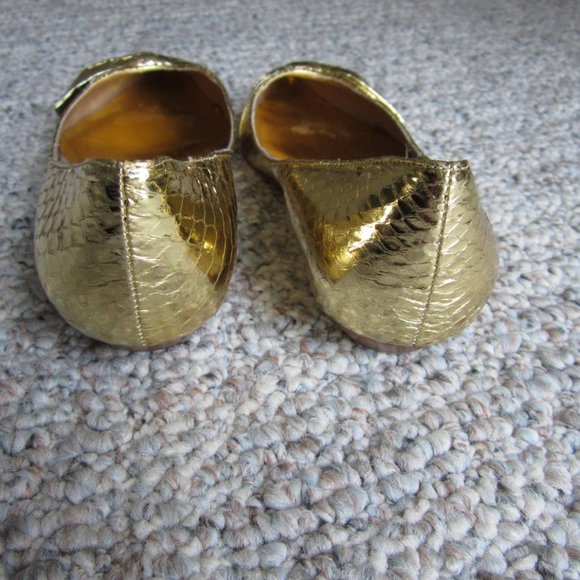 Beverly Feldman Leather Gold Snake print Flat - Picture 8 of 12